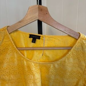Talbots Yellow Eyelet Lace Bell Sleeve Blouse Boho Chic Top Womens Medium Preppy